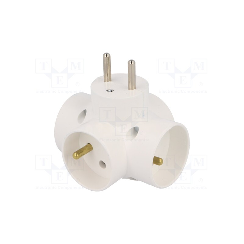 1 pcs x TIMEX-ELEKTRO - R-48/Z - Connector: AC supply, splitter, 2P+PE, white, Output: 4x socket