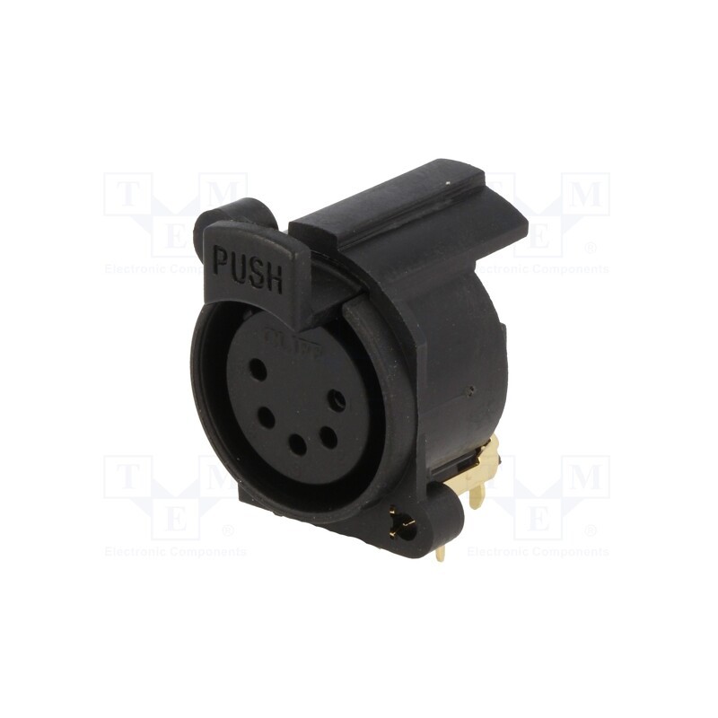 1 pcs x CLIFF - 5XNACF/PC90L (CP300405) - Socket, XLR, female, PIN: 5, angled 90°, with push button, THT, 5A