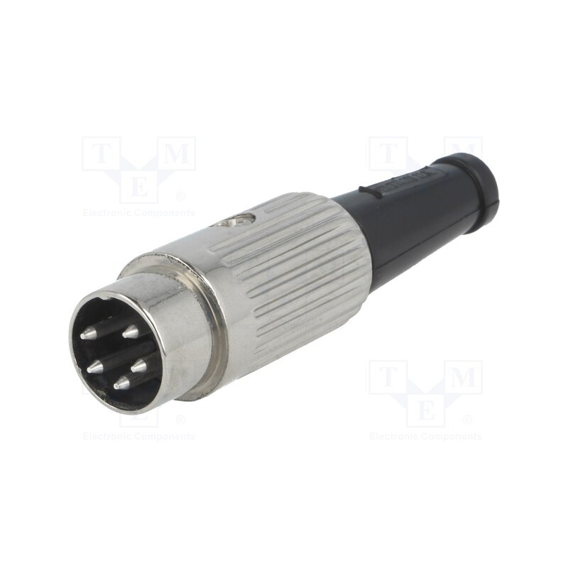 1 pcs x DELTRON - 610-0510 - Plug, DIN, male, PIN: 5, Layout: 240°, straight, for cable, soldering
