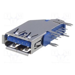 1 pcs x ADAM TECH - USB-A3-S-RU - Socket, USB A, THT, side,angled 90°, USB 3.0, gold-plated