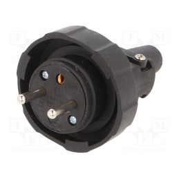 1 pcs x PAWBOL - D.3148 - Connector: AC supply, male, plug, 2P+PE, 250VAC, 16A, black, PIN: 3