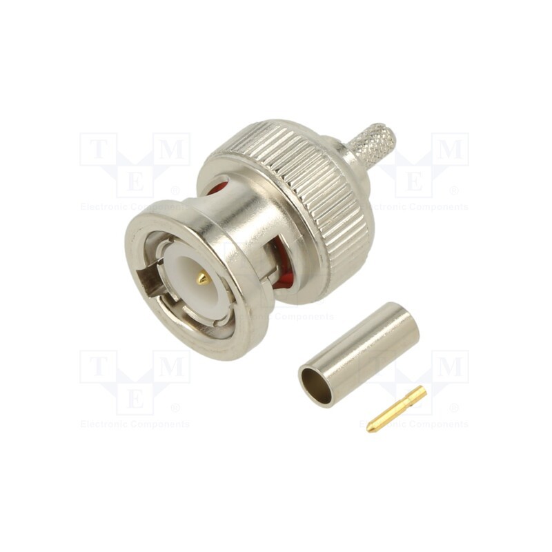 1 pcs x AMPHENOL RF - 112136 - Plug, BNC, male, straight, 50Ω, crimped, for cable, POM, gold-plated
