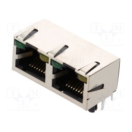 1 pcs x Amphenol Communications Solutions - RJHSE-5384-02 - Socket, RJ45, Cat: 5, shielded,double,with LED, Layout: 8p8c, THT