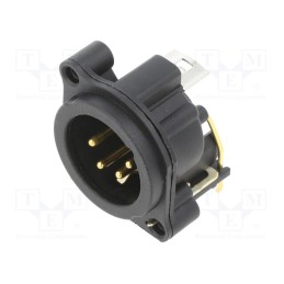 1 pcs x NEUTRIK - NC4MAH - Socket, XLR, male, PIN: 4, angled 90°, THT, black, 6A, 19.8x19.8mm