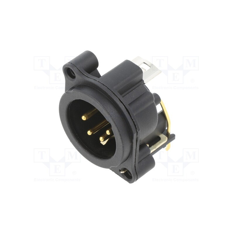 1 pcs x NEUTRIK - NC4MAH - Socket, XLR, male, PIN: 4, angled 90°, THT, black, 6A, 19.8x19.8mm