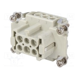 1 pcs x DEGSON ELECTRONICS - DE-006-F - Connector: HDC, contact insert, female, DE, PIN: 6, 6+PE, size D6B