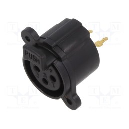 1 pcs x CLIFF - CP300284G - Socket, XLR, female, PIN: 3, straight, with push button, black, 5A