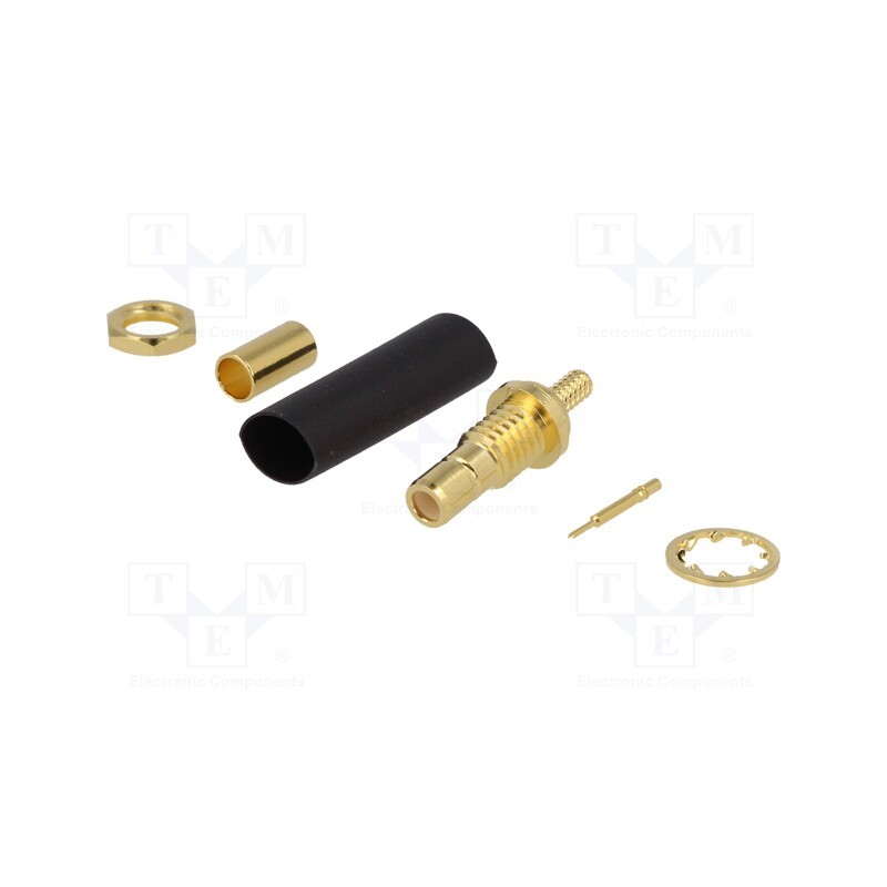 1 pcs x AMPHENOL RF - SMB1421A1-3GT30G-5-50 - Socket, SMB, male, straight, 50Ω, crimped, for panel mounting, PTFE