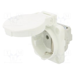 1 pcs x PCE - 105-0W - Connector: AC supply, socket, 2P+PE, 250VAC, 16A, white, PIN: 3, IP54