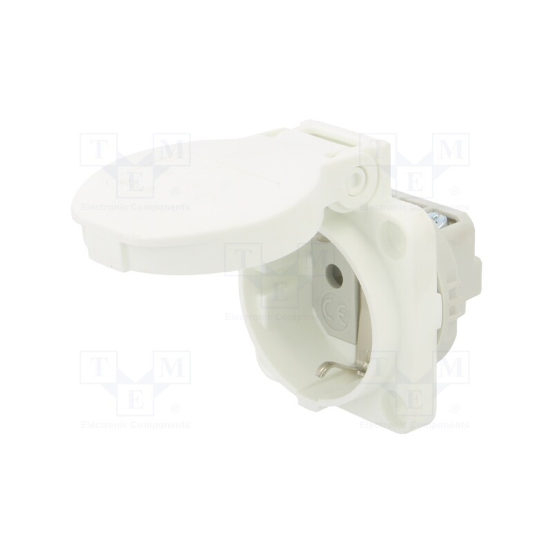 1 pcs x PCE - 105-0W - Connector: AC supply, socket, 2P+PE, 250VAC, 16A, white, PIN: 3, IP54