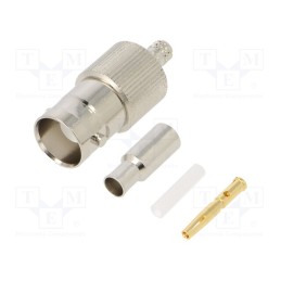 1 pcs x AMPHENOL RF - 112160 - Plug, BNC, female, straight, 50Ω, soldering,crimped, for cable, POM