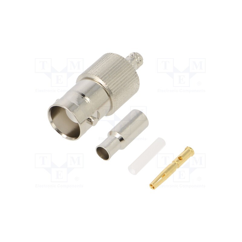 1 pcs x AMPHENOL RF - 112160 - Plug, BNC, female, straight, 50Ω, soldering,crimped, for cable, POM