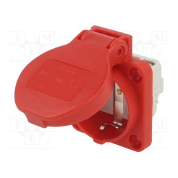 1 pcs x PCE - 105-0R - Connector: AC supply, socket, 2P+PE, 250VAC, 16A, red, PIN: 3, IP54