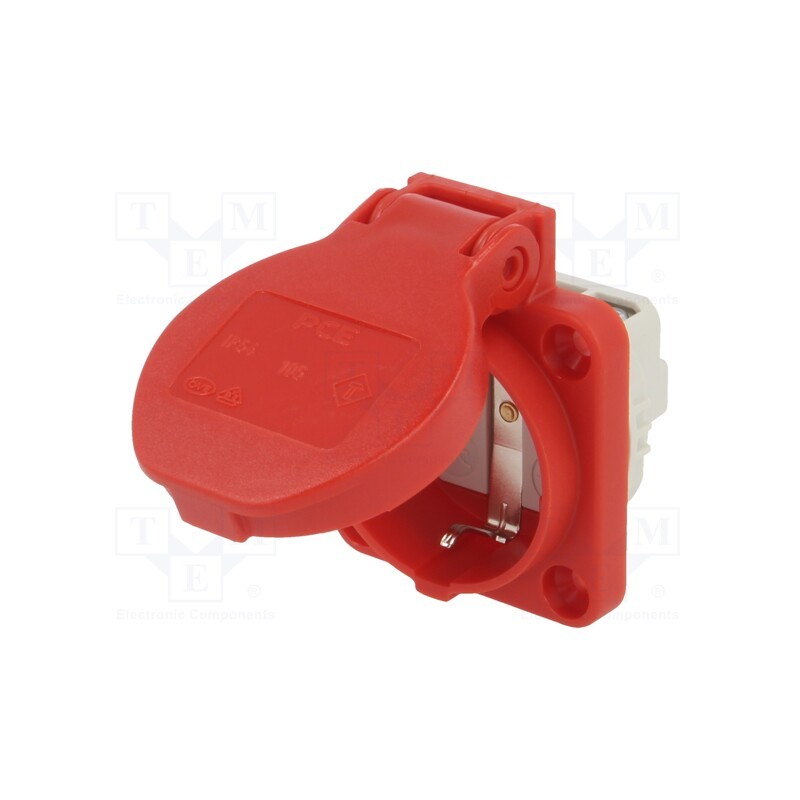 1 pcs x PCE - 105-0R - Connector: AC supply, socket, 2P+PE, 250VAC, 16A, red, PIN: 3, IP54