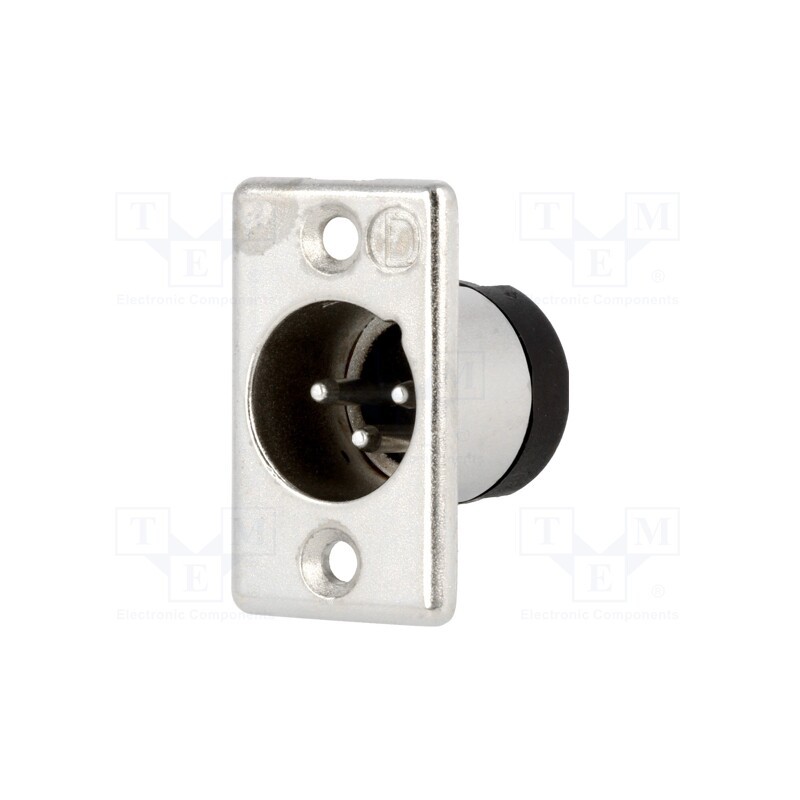 1 pcs x DELTRON - 703-0300 - Socket, XLR, male, PIN: 3, straight, soldering, Contacts: brass, 50V