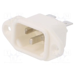 1 pcs x BULGIN - PX0580/63/WH - Connector: AC supply, socket, male, 10A, 250VAC, C14 (E), -40÷70°C
