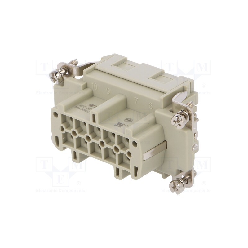 1 pcs x TE Connectivity - HE-010-FC - Connector: HDC, female, HE, PIN: 10, 10+PE, size 4, w/o contacts, 16A