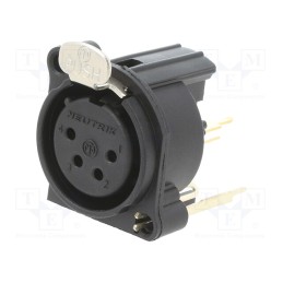 1 pcs x NEUTRIK - NC4FAV - Socket, XLR, female, PIN: 4, straight, with push button, THT, black
