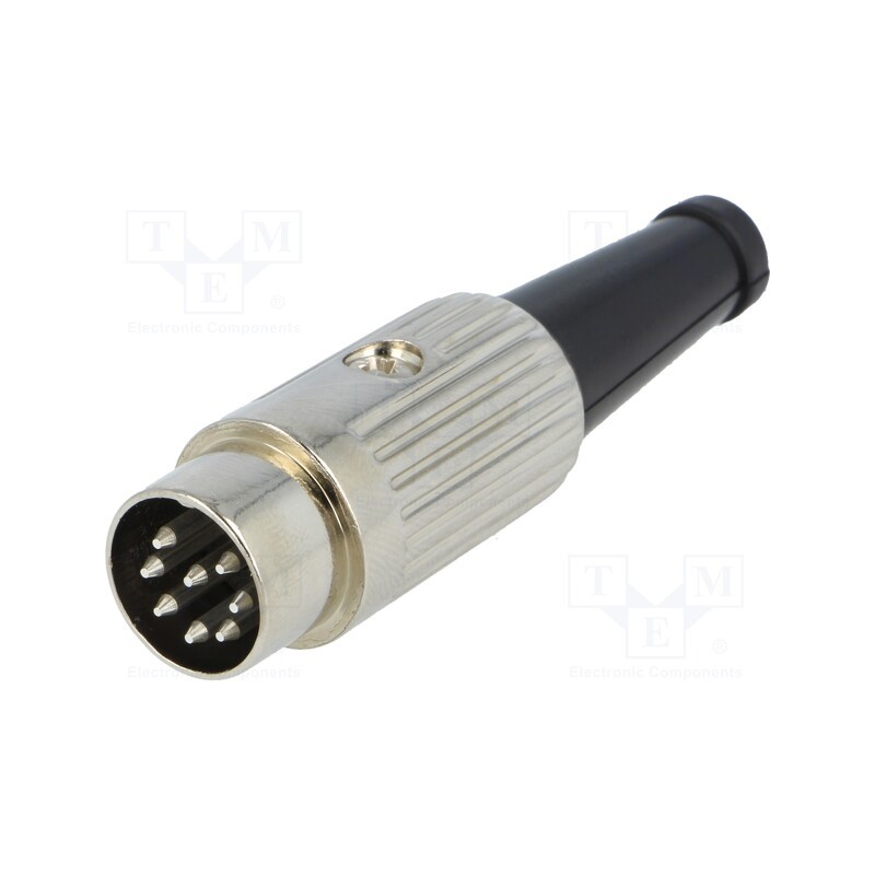 1 pcs x DELTRON - 610-0800 - Plug, DIN, male, PIN: 8, Layout: 270°, straight, for cable, soldering