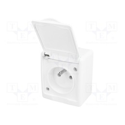 1 pcs x PAWBOL - D.3110BG/1 - Connector: AC supply, socket, 2P+PE, 250VAC, 16A, white, PIN: 3, IP44