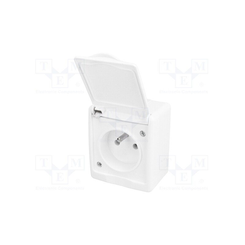 1 pcs x PAWBOL - D.3110BG/1 - Connector: AC supply, socket, 2P+PE, 250VAC, 16A, white, PIN: 3, IP44