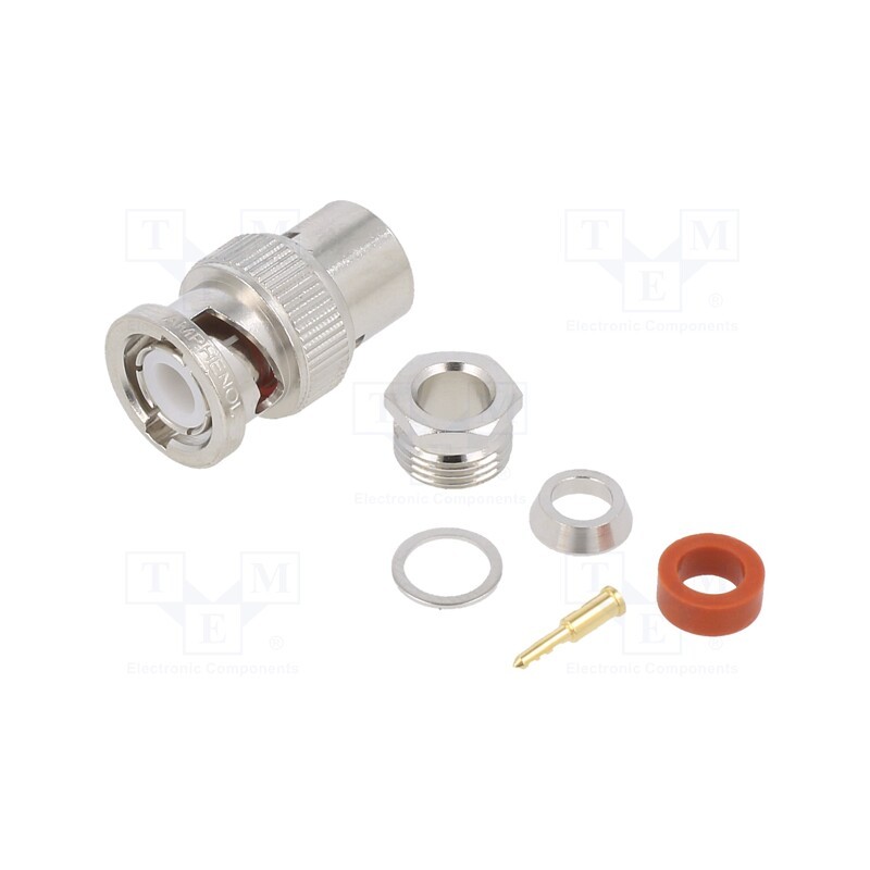 1 pcs x AMPHENOL RF - 031-2-RFX - Plug, BNC, male, straight, 50Ω, soldering,clamp, for cable, POM
