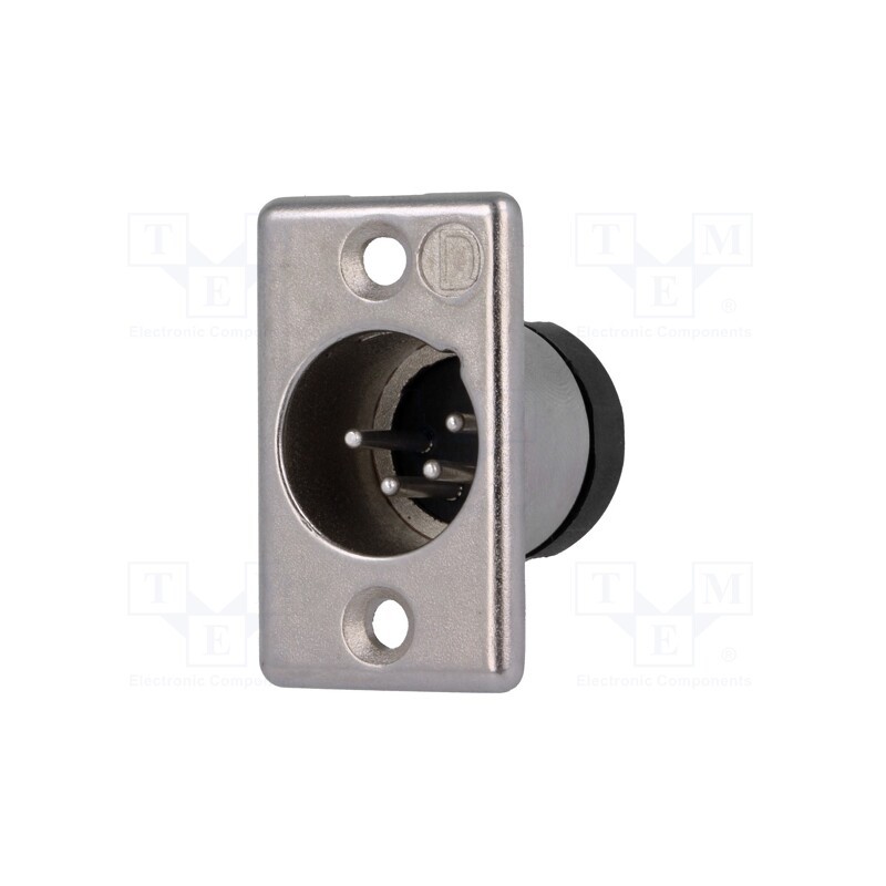 1 pcs x DELTRON - 703-0400 - Socket, XLR, male, PIN: 4, straight, soldering, Contacts: brass, 50V