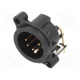 1 pcs x NEUTRIK - NC5MAH - Socket, XLR, male, PIN: 5, angled 90°, THT, black, 3A, 19.8x19.8mm