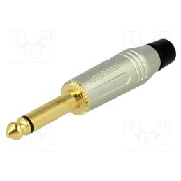 1 pcs x AMPHENOL - ACPM-GN-AU - Plug, Jack 6,3mm, male, mono, ways: 2, straight, for cable, grey