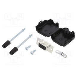 1 pcs x Amphenol Communications Solutions - L17DPPK09-BK+L77HDE15S - D-Sub HD, PIN: 15, female, straight, soldering, for cable, 