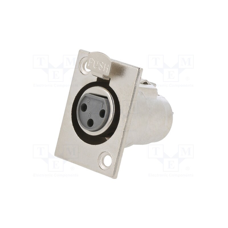 1 pcs x CLIFF - FC6100 - Socket, XLR, female, PIN: 3, with push button, soldering, silver