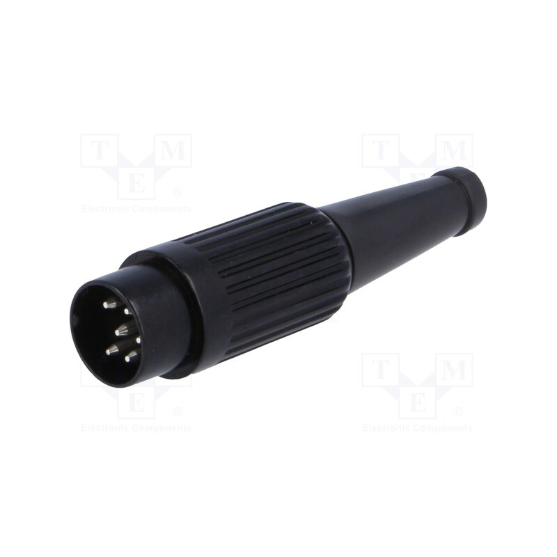1 pcs x DELTRON - 611-0600 - Plug, DIN, male, PIN: 6, Layout: 240°, straight, for cable, soldering