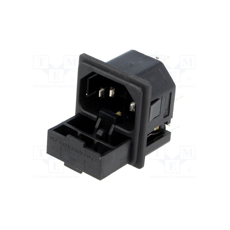1 pcs x BULGIN - PF0011/10/63 - Connector: AC supply, socket, male, 10A, 250VAC, IEC 60320, C14 (E)
