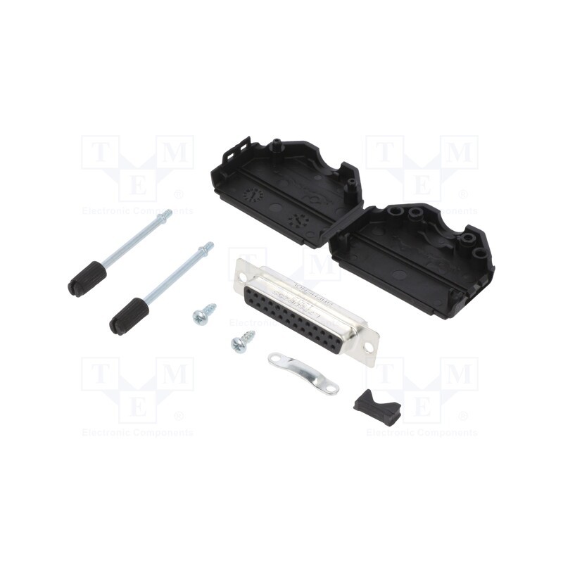 1 pcs x Amphenol Communications Solutions - L17DPPK25-BK+L77SDB25S - D-Sub, PIN: 25, female, straight, soldering, for cable, gol