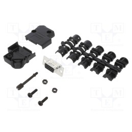 1 pcs x Amphenol Communications Solutions - L17D45PK-P-09+L77HDE15S - D-Sub HD, PIN: 15, female, angled 45°, soldering, for cabl