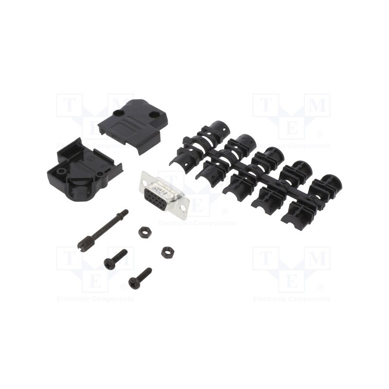 1 pcs x Amphenol Communications Solutions - L17D45PK-P-09+L77HDE15S - D-Sub HD, PIN: 15, female, angled 45°, soldering, for cabl