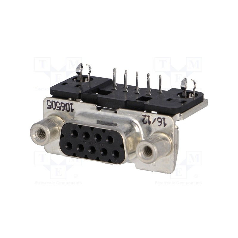 1 pcs x TE Connectivity - 3-106505-2 - D-Sub, PIN: 9, socket, female, angled 90°, THT, UNC 4-40, 0.76um
