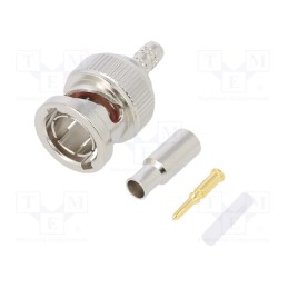 1 pcs x AMPHENOL RF - 112133 - Plug, BNC, male, straight, 75Ω, crimped, for cable, POM, gold-plated