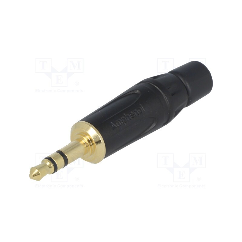 1 pcs x AMPHENOL - KS3PB-AU - Plug, Jack 3,5mm, male, stereo, ways: 3, straight, for cable, black
