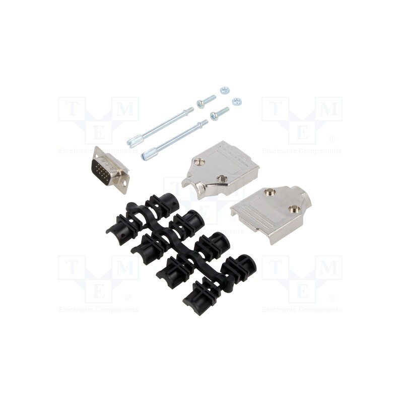 1 pcs x MH CONNECTORS - MHDTPK9HD15MS-K - D-Sub HD, PIN: 15, plug, male, for cable, straight, soldering