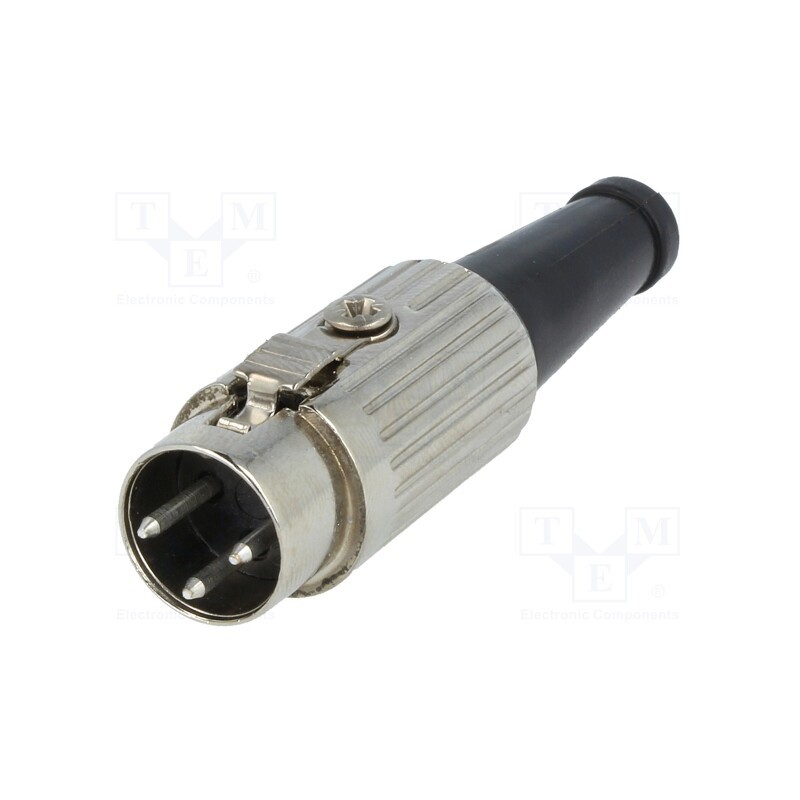 1 pcs x DELTRON - 590-0300 - Plug, DIN, male, PIN: 3, Layout: 180°, straight, for cable, soldering