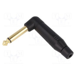 1 pcs x AMPHENOL - ACPM-RB-AU - Plug, Jack 6,3mm, male, mono, ways: 2, angled 90°, for cable, black