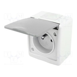 1 pcs x PAWBOL - D.3610SG/1 - Connector: AC supply, socket, 2P+PE, 250VAC, 16A, grey, PIN: 3, IP44