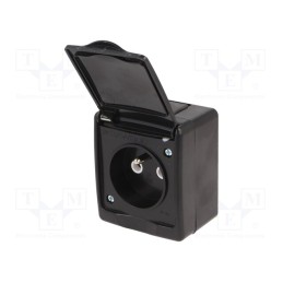 1 pcs x PAWBOL - D.3710CG/1 - Connector: AC supply, socket, 2P+PE, 250VAC, 16A, black, PIN: 3, IP44