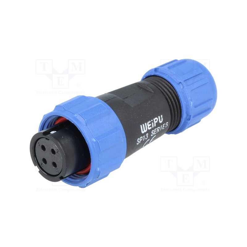 1 pcs x WEIPU - SP1310/S4I-N - Plug, SP13, female, PIN: 4, IP68, 4÷6.5mm, 5A, soldering, for cable