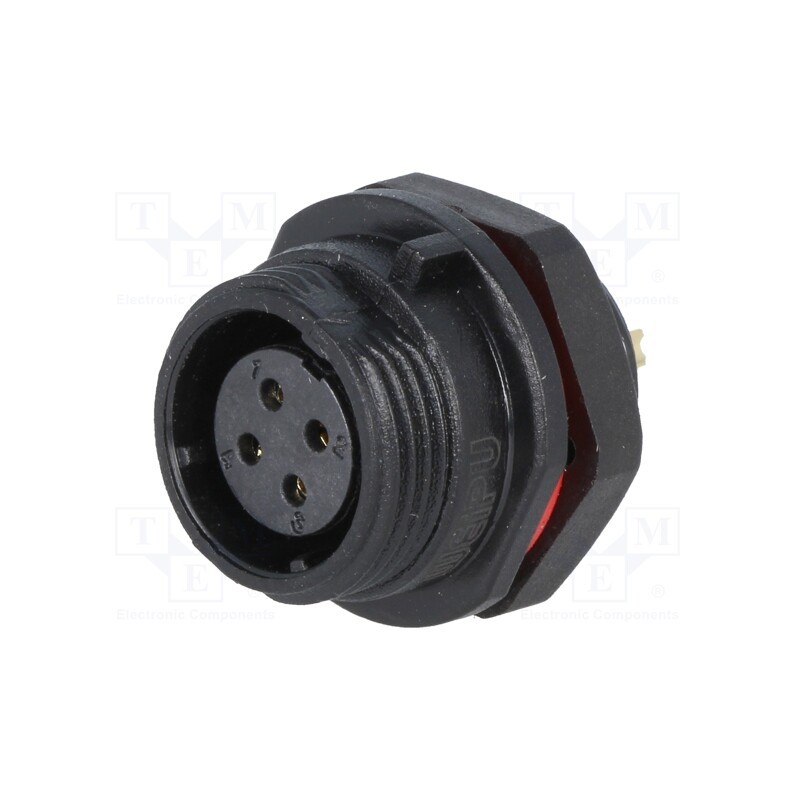 1 pcs x WEIPU - SP1312/S4-N - Socket, SP13, female, PIN: 4, IP68, 5A, soldering, 200V, 0.75mm2