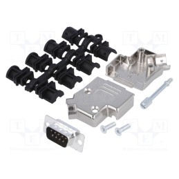 1 pcs x MH CONNECTORS - MHD45ZK9-DB9P-K - D-Sub, PIN: 9, plug, male, angled 45°, soldering, for cable