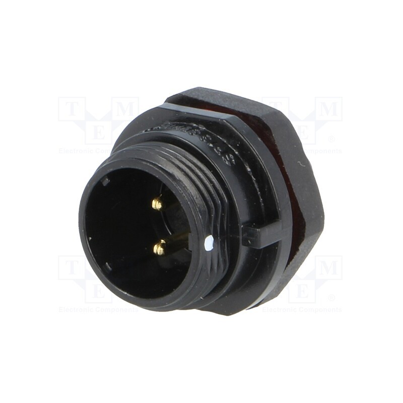 1 pcs x WEIPU - SP1312/P2-N - Socket, SP13, male, PIN: 2, IP68, 13A, soldering, for panel mounting