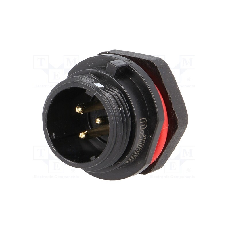 1 pcs x WEIPU - SP1312/P3-N - Socket, SP13, male, PIN: 3, IP68, 13A, soldering, for panel mounting