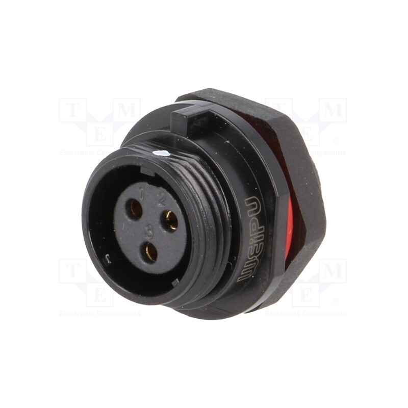1 pcs x WEIPU - SP1312/S3-N - Socket, SP13, female, PIN: 3, IP68, 13A, soldering, 250V, 2mm2